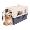 Plastic Cat & Dog Carrier Cage with Chrome Door Portable Pet Box Airline Approved, Medium Blue
