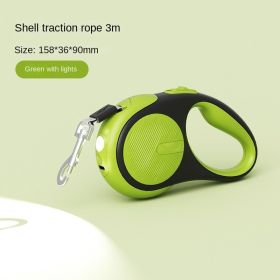 Pet traction rope, telescopic traction rope, dog traction rope, automatic traction rope, walking dog traction rope, one piece for cross-border shippin (Specification (L * W): individual, colour: Shell traction rope -3m with light green)