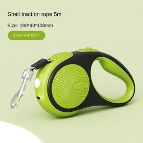 Pet traction rope, telescopic traction rope, dog traction rope, automatic traction rope, walking dog traction rope, one piece for cross-border shippin (Specification (L * W): individual, colour: Shell traction rope -5m green with light)