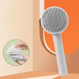 1pc Pet Grooming Brush Hair Removal Comb With Stainless Steel Teeth; Dematting Brush For Dogs & Cats (Color: grey)