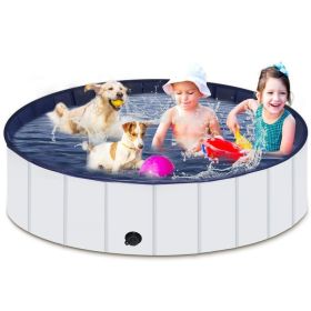 Pet Dog Bath Foldable Dog Swimming Pool PVC (Color: gray, size: 47.2"x11.8")