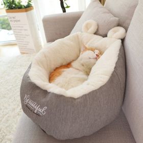 Pet Dog Bed Warming Soft Sleeping Bag Cushion Puppy Kennel (Format: S, Color: grey)