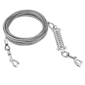 Dog Tie Out Cable Long Dog Leash Chew Proof Lead Dog Chain with Durable Spring 360¬∞ Rotatable Clips PVC Case for Outside Yard Caming (Color: grey, size: 3m)