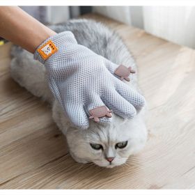 Pet Glove Cat Grooming Glove Cat Hair Deshedding Brush Gloves Cat Floating Hair Pet Hair Removal Brush Dog Bathing Massage Comb Silicone Hair Removal (Color: gray, Type: Right and Left)