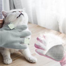 Pet Glove Cat Grooming Glove Cat Hair Deshedding Brush Gloves Cat Floating Hair Pet Hair Removal Brush Dog Bathing Massage Comb Silicone Hair Removal (Color: gray, Type: Right)